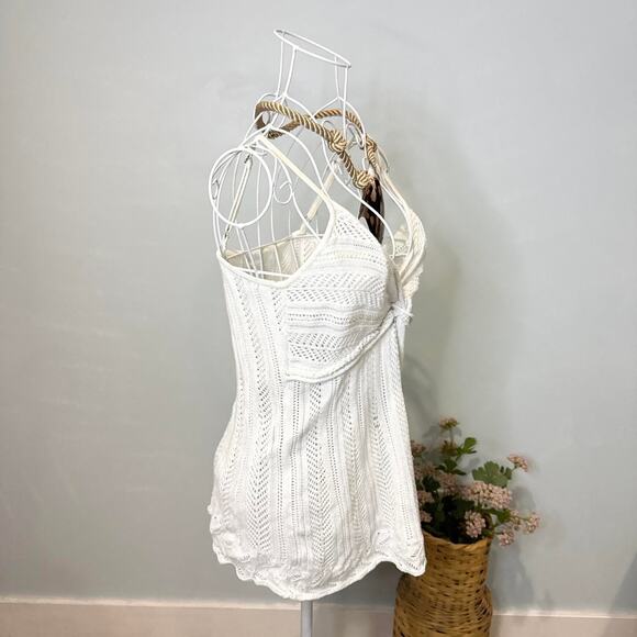 Stunning white vintage y2k crochet babydoll sequin tank top - Picture 3 of 6